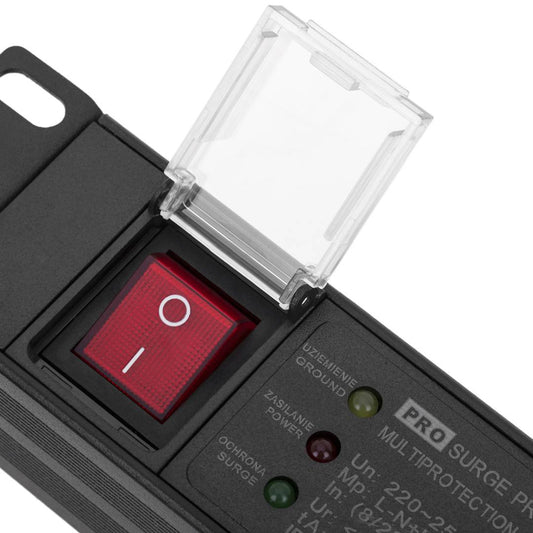 Regleta de enchufes rack 19' de 7 schuko con interruptor y protección sobretensiones