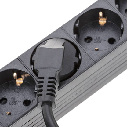Regleta de enchufes PVC rack 19' de 8 schuko con interruptor y protección sobretensiones