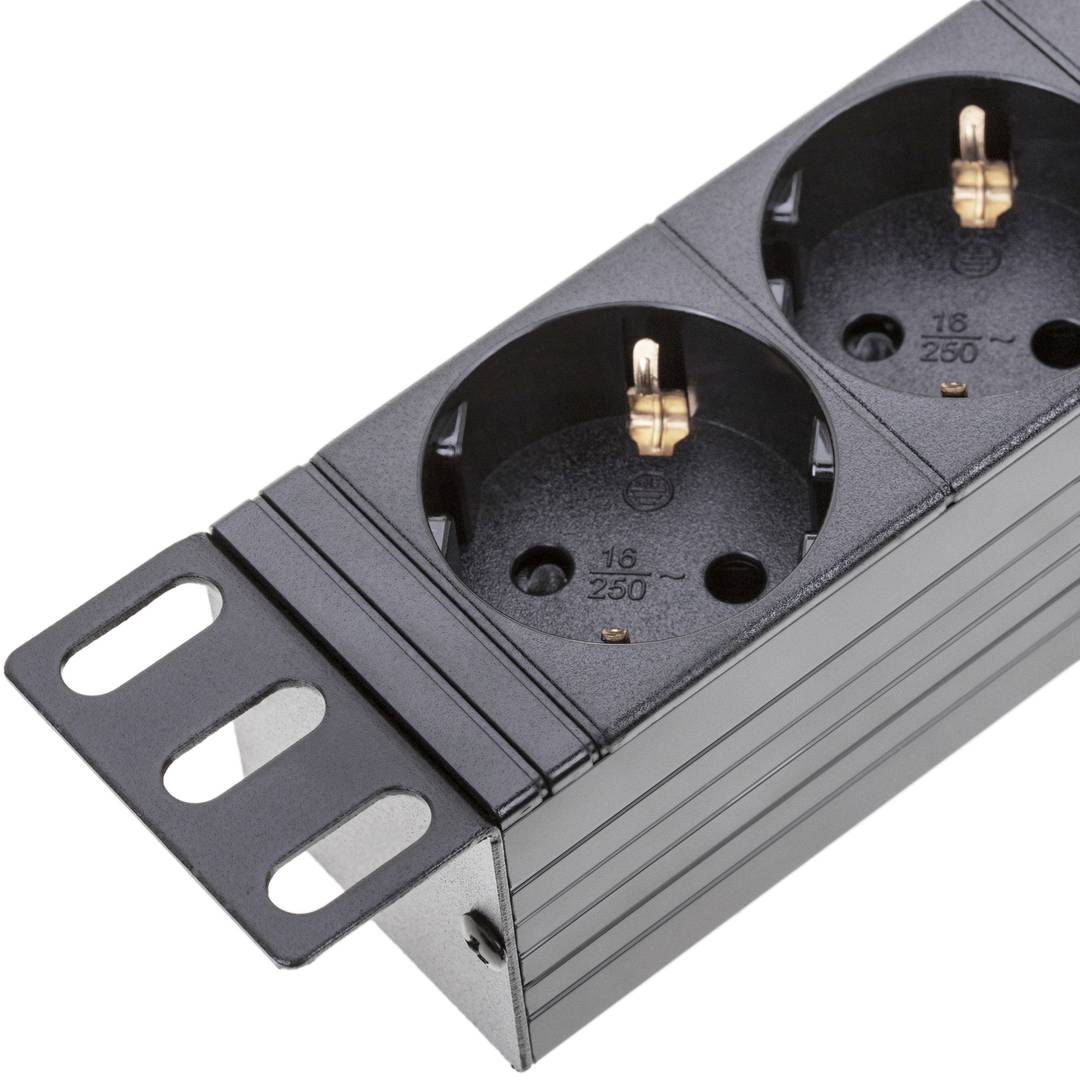Regleta de enchufes PVC rack 19' de 8 schuko con interruptor y protección sobretensiones