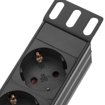 Regleta de enchufes para armario rack 19' 1U con 7 schuko e interruptor