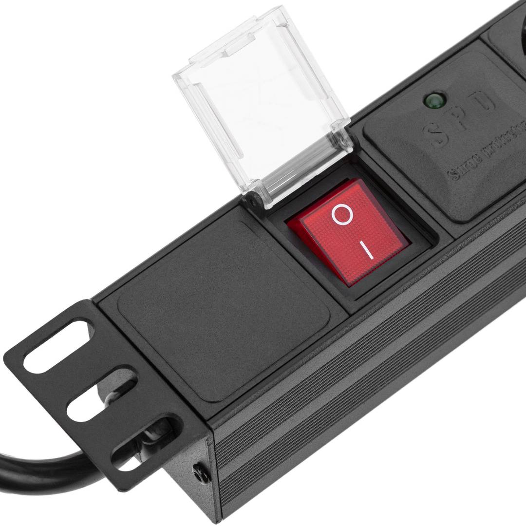 Regleta de enchufes para armario rack 19' 1U con 7 schuko e interruptor