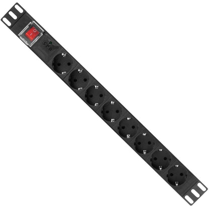 Regleta de enchufes para armario rack 19' 1U con 8 schuko e interruptor