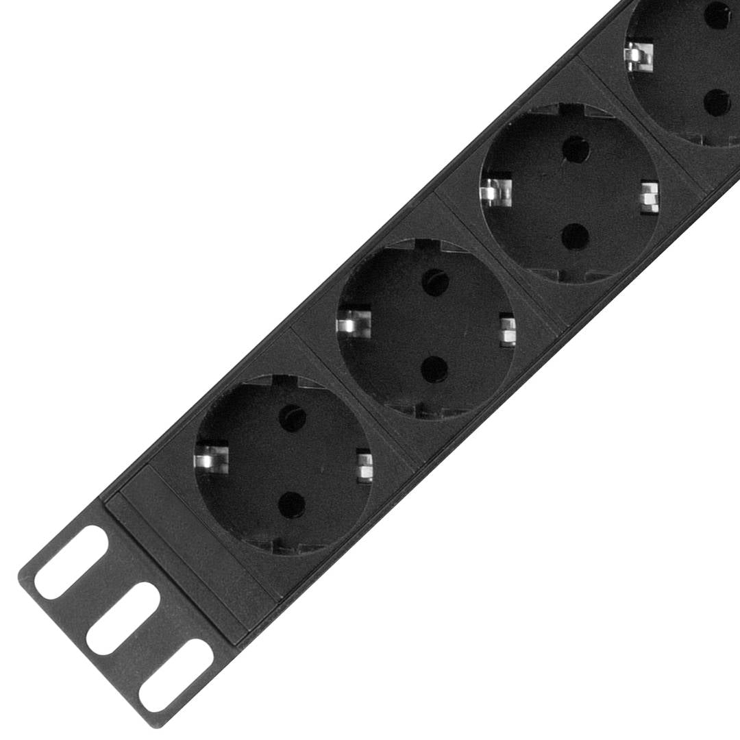 Regleta de enchufes para armario rack 19' 1U con 8 schuko e interruptor