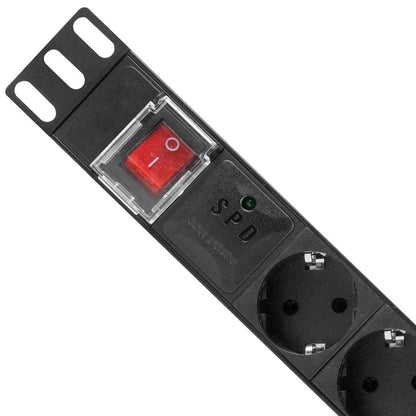 Regleta de enchufes para armario rack 19' 1U con 8 schuko e interruptor