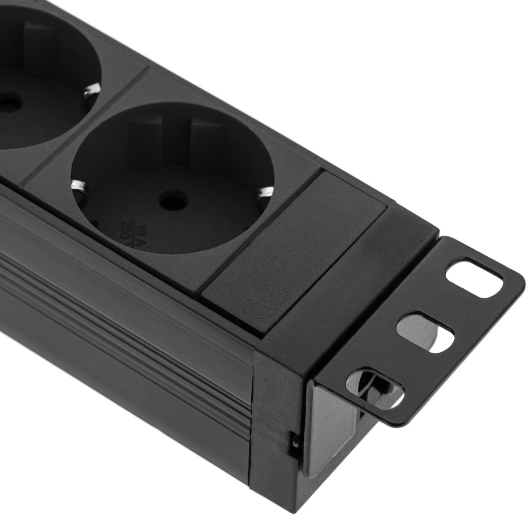 Regleta de enchufes PVC para armario rack 19' 1U con 8 schuko e interruptor