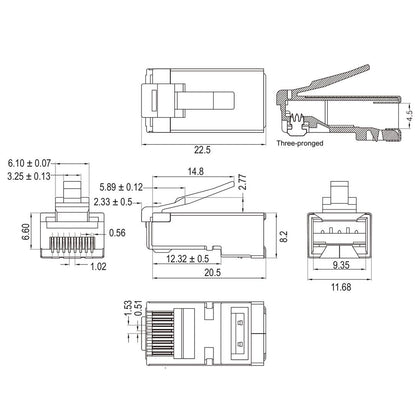 Conector STP Cat.6A RJ45 macho para crimpar - 100 unidades