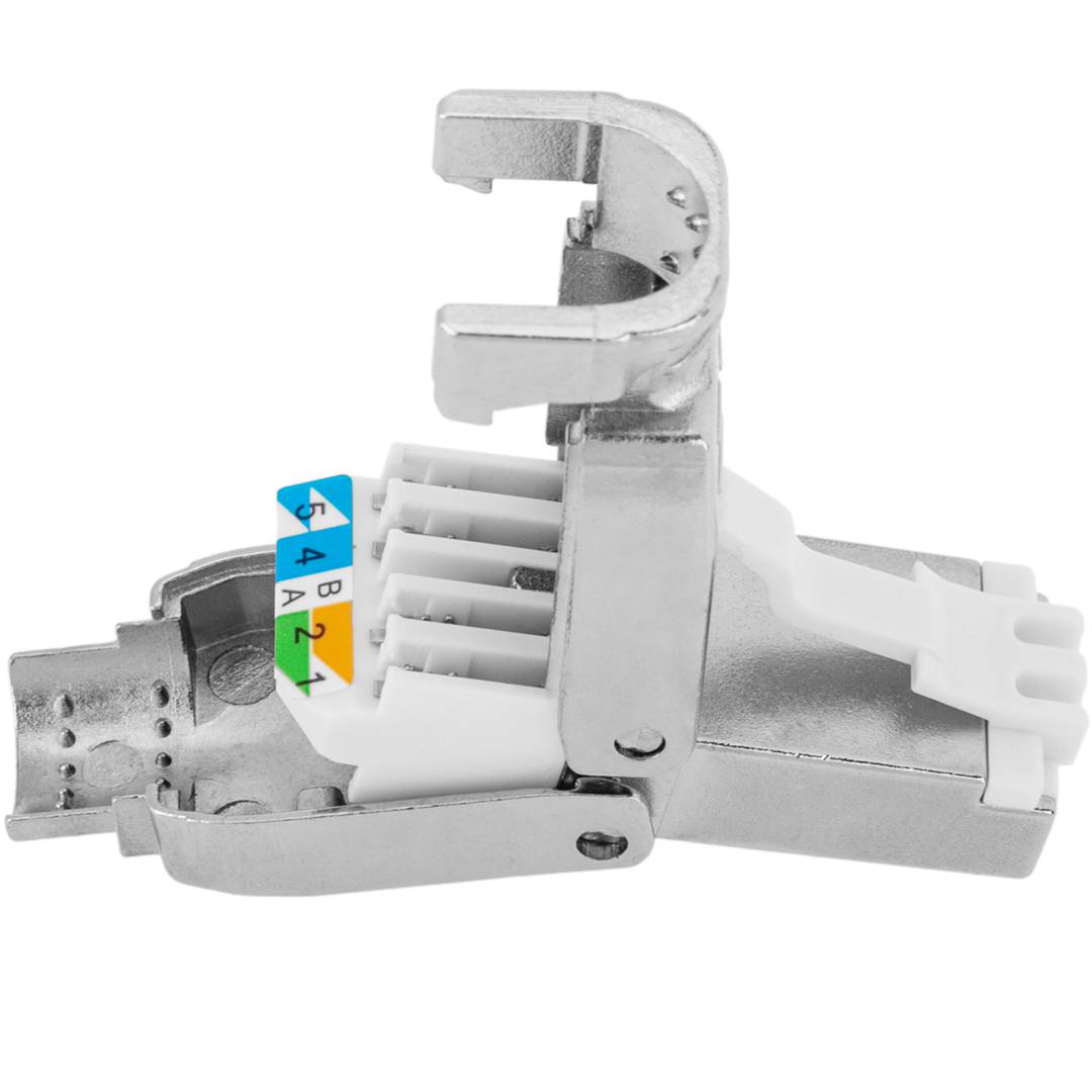 Conector FTP Cat.6A RJ45 macho crimpado sin herramientas