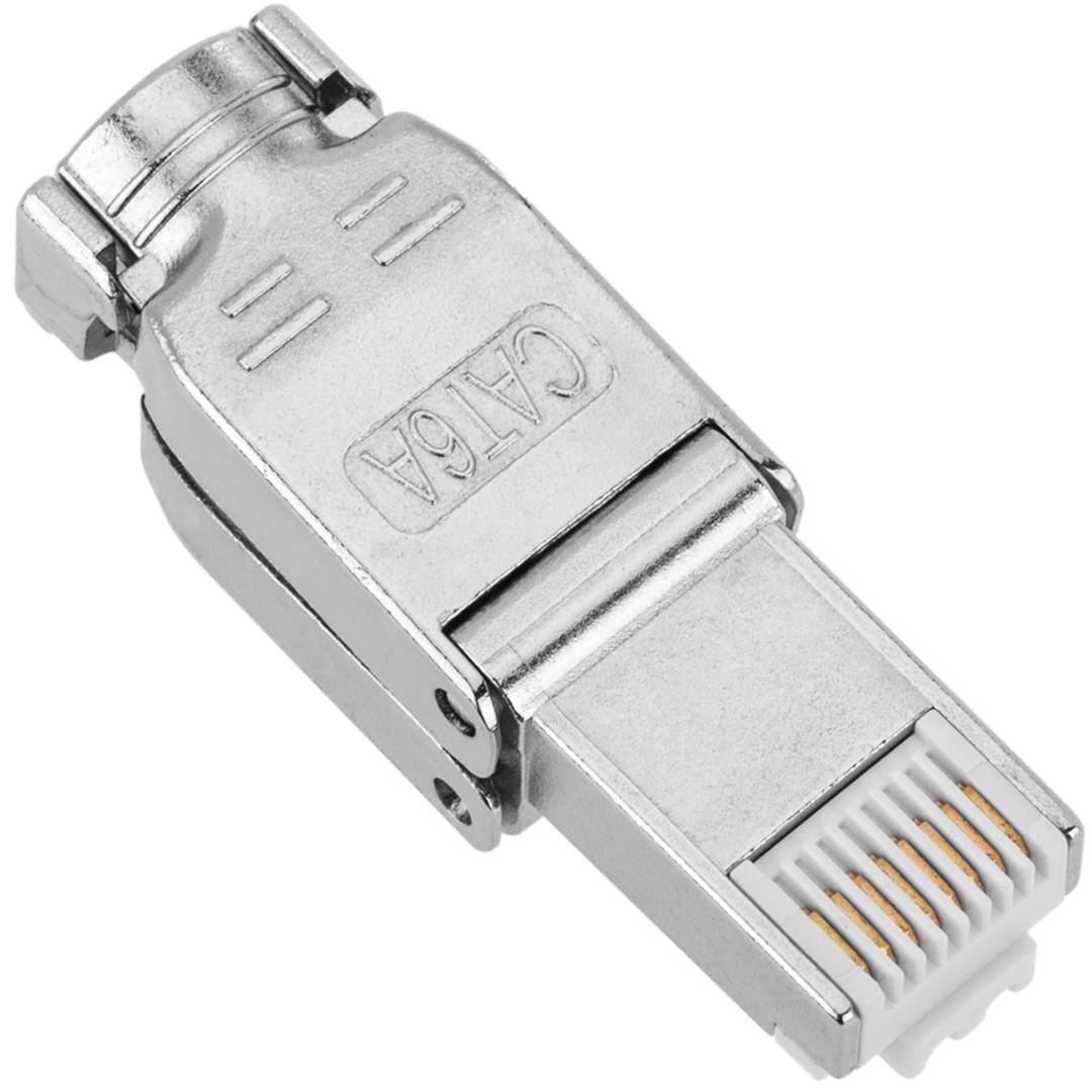 Conector FTP Cat.6A RJ45 macho crimpado sin herramientas