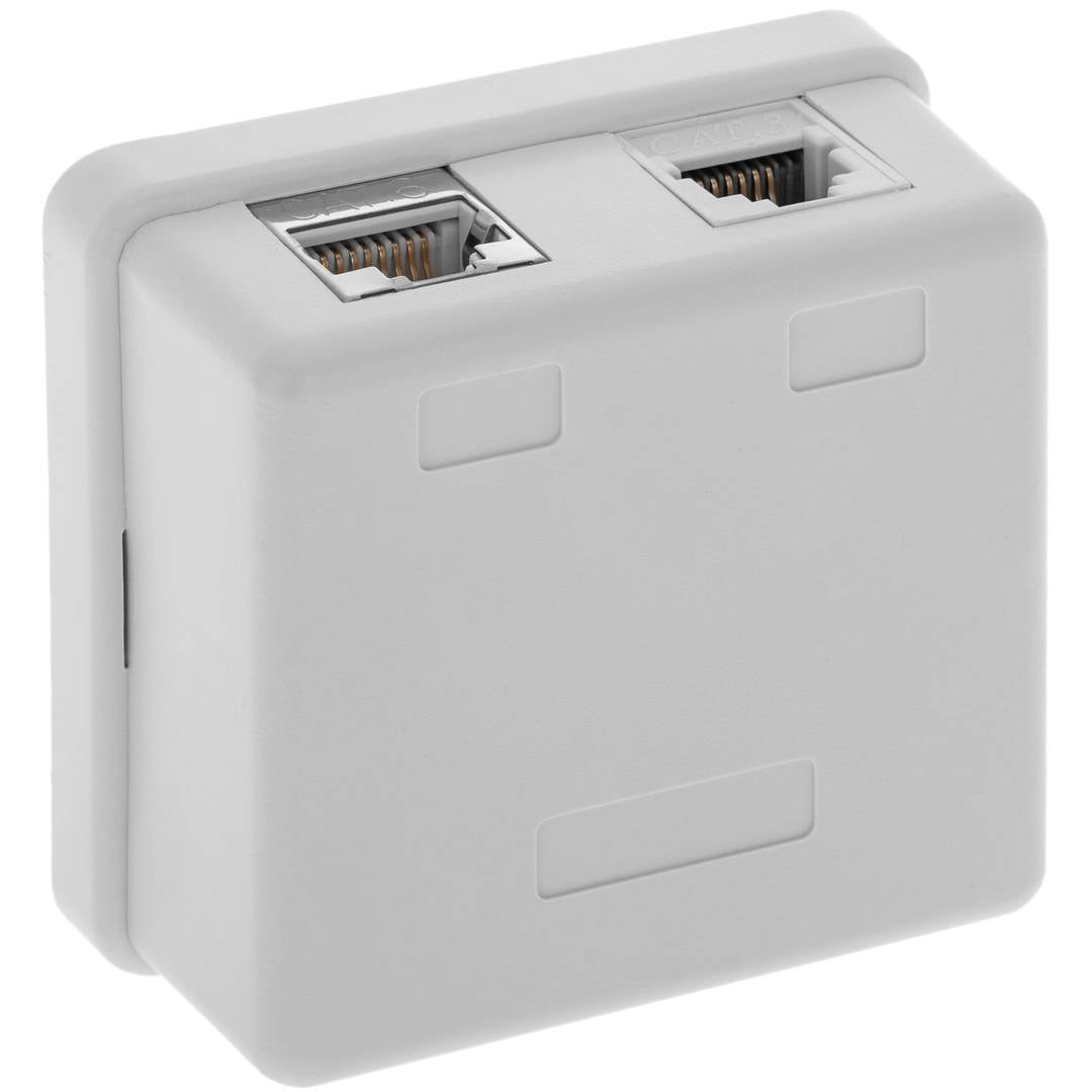 Caja de superficie de 1 RJ11 Cat.3 y 1 RJ45 Cat.6 FTP
