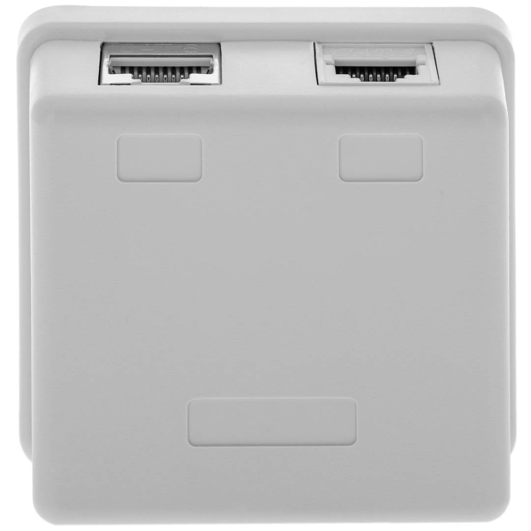 Caja de superficie de 1 RJ11 Cat.3 y 1 RJ45 Cat.6 FTP