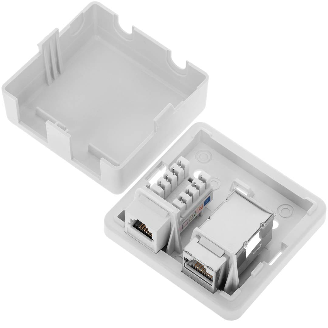 Caja de superficie de 1 RJ11 Cat.3 y 1 RJ45 Cat.6 FTP
