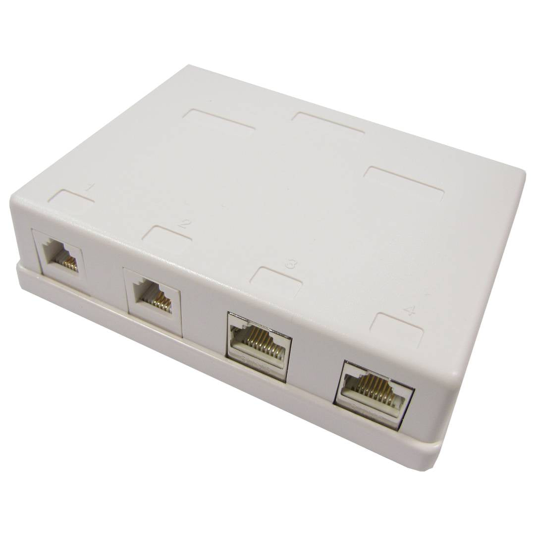 Caja de superficie de 2 RJ11 Cat.3 y 2 RJ45 Cat.6 FTP