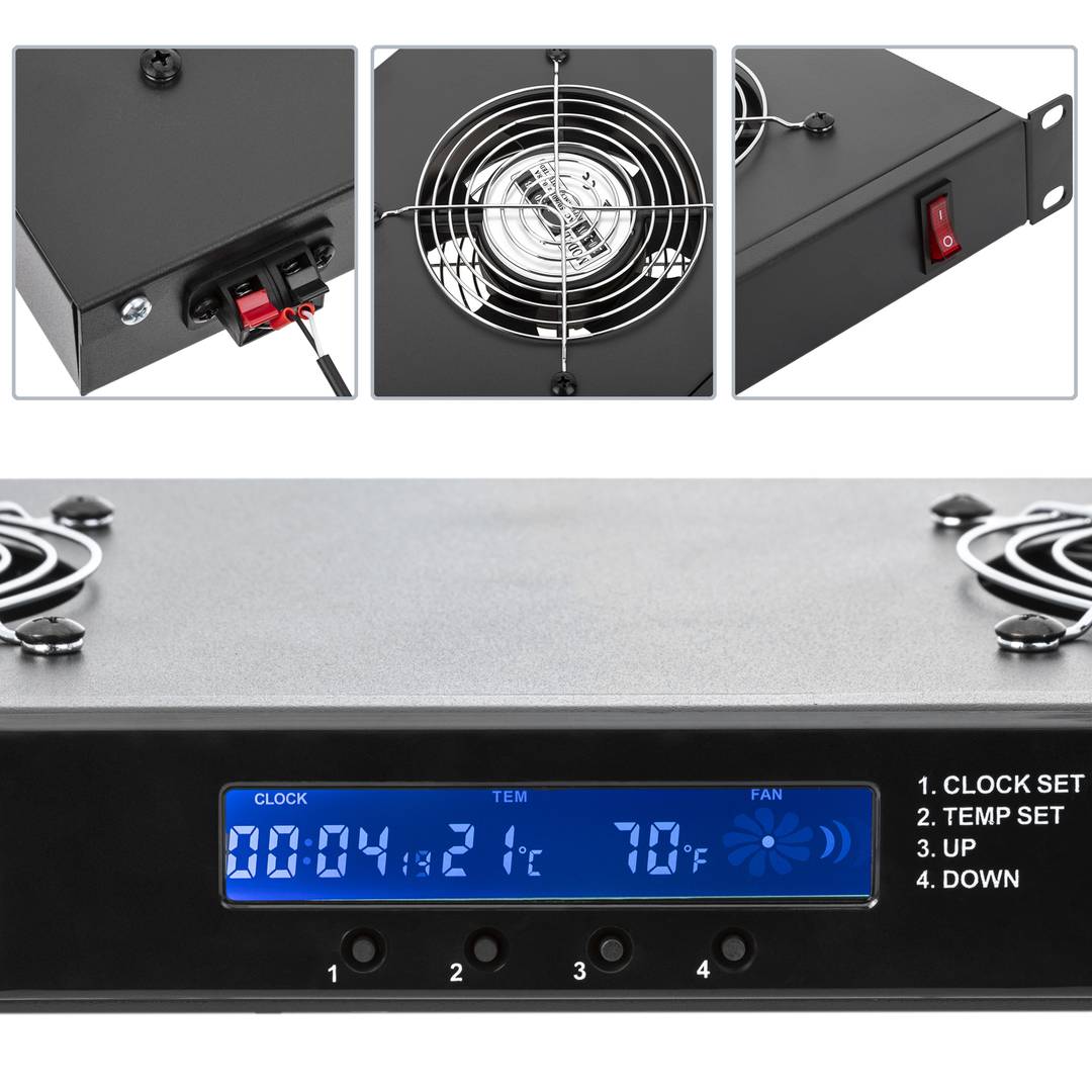 Kit de ventilación con termostato para armario rack 19' de 2 ventiladores de 120mm