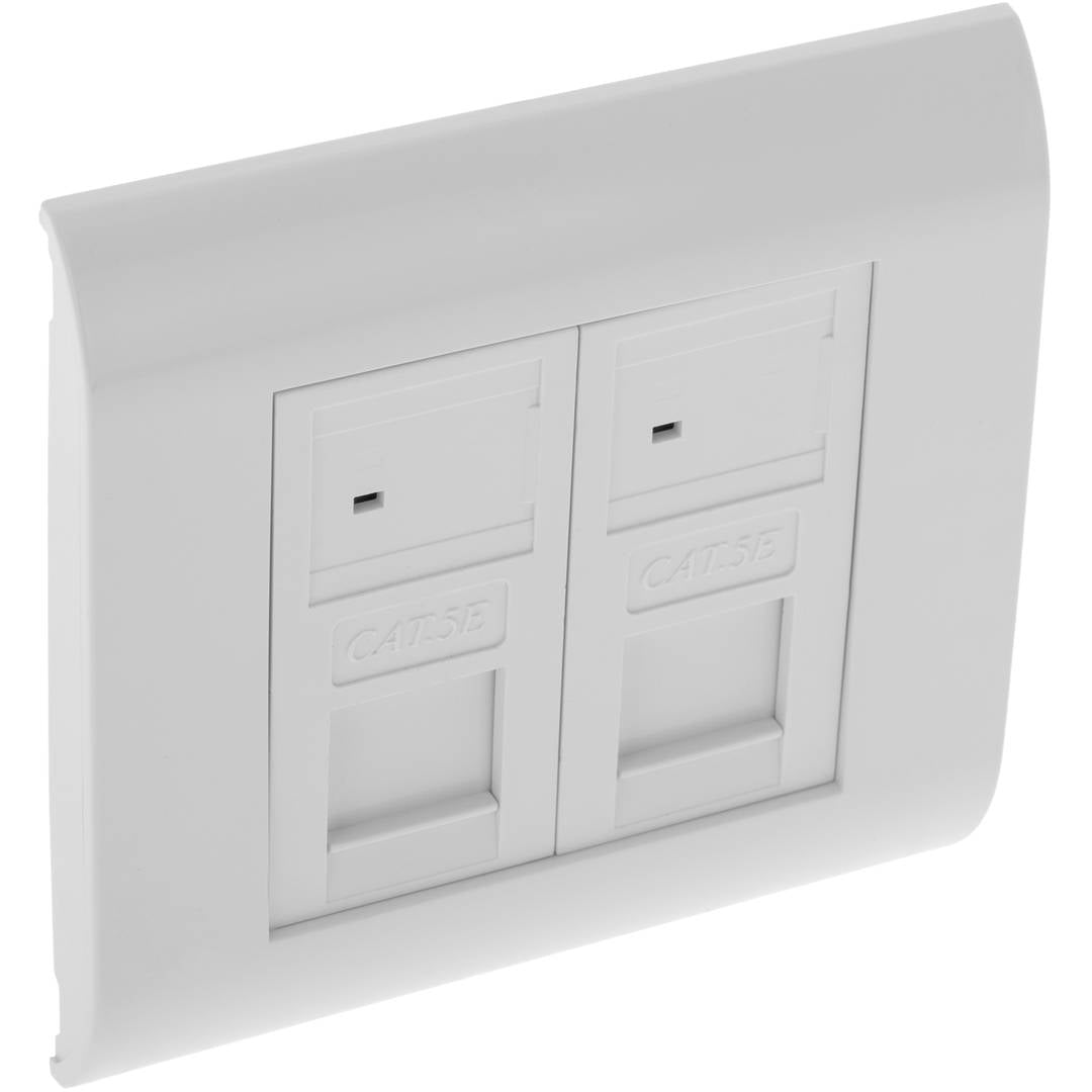 Caja de pared o canaleta de 80x80 con 2 RJ45 FTP Cat.5e 568B