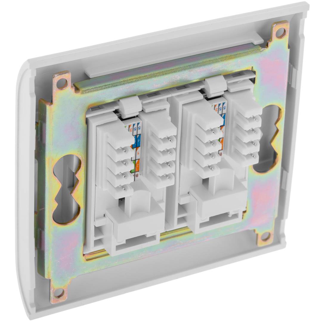 Caja de pared o canaleta de 80x80 con 2 RJ45 FTP Cat.5e 568B