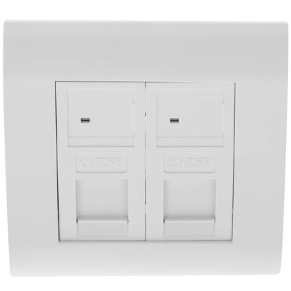 Caja de pared o canaleta de 80x80 con 2 RJ45 FTP Cat.5e 568B