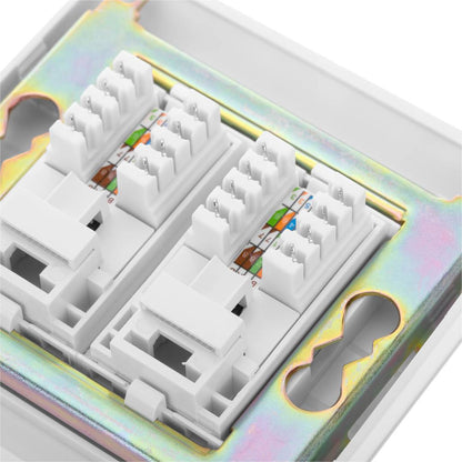 Caja de pared o canaleta de 80x80 con 2 RJ45 FTP Cat.5e 568B