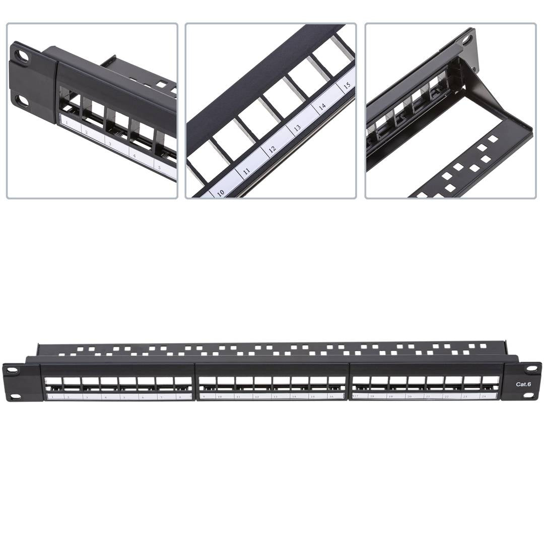 Patch panel configurable para rack 19 para 24 keystone 110 con peine