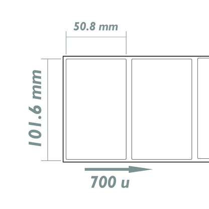 Rollo bobina de 700 etiquetas adhesivas para impresora transferencia térmica 101.6x50.8mm