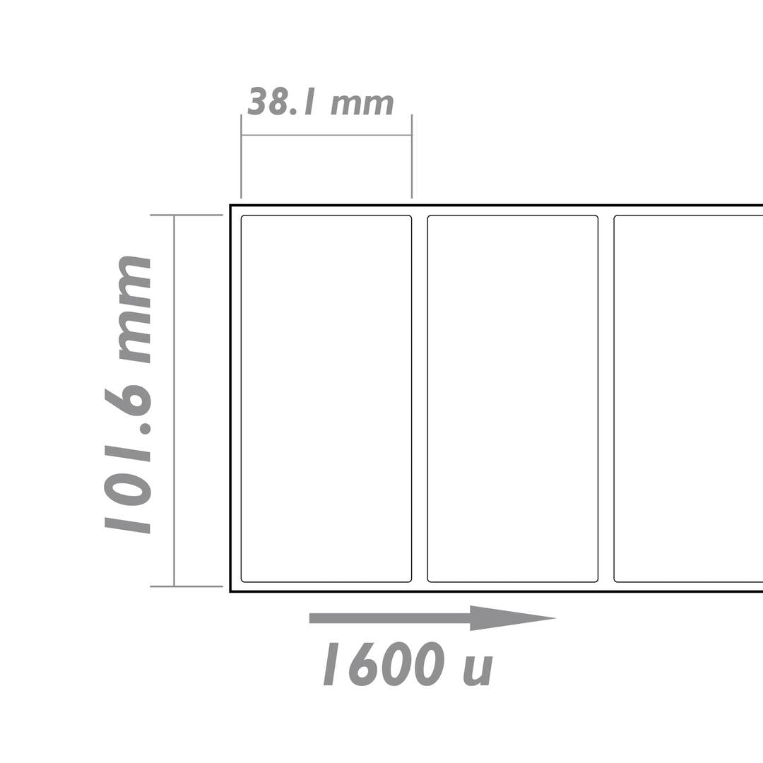 Rollo bobina de 1600 etiquetas adhesivas para impresora transferencia térmica 101.6x38.1mm