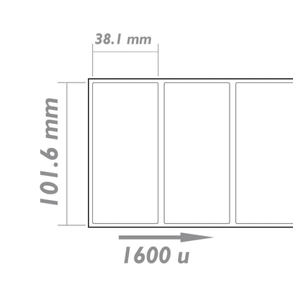 Rollo bobina de 1600 etiquetas adhesivas para impresora transferencia térmica 101.6x38.1mm