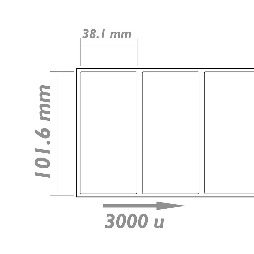 Rollo bobina de 3000 etiquetas adhesivas para impresora transferencia térmica 101.6x38.1mm