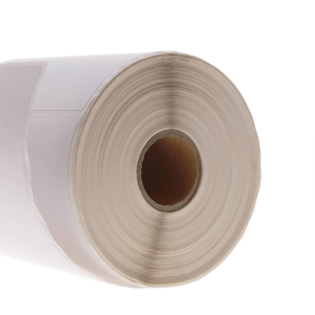 Rollo bobina de 350 etiquetas adhesivas para impresora transferencia térmica 101.6x101.6mm