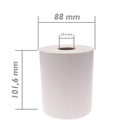 Rollo bobina de 300 etiquetas adhesivas para impresora transferencia térmica 101.6x127mm