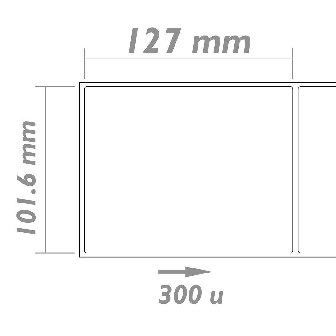 Rollo bobina de 300 etiquetas adhesivas para impresora transferencia térmica 101.6x127mm
