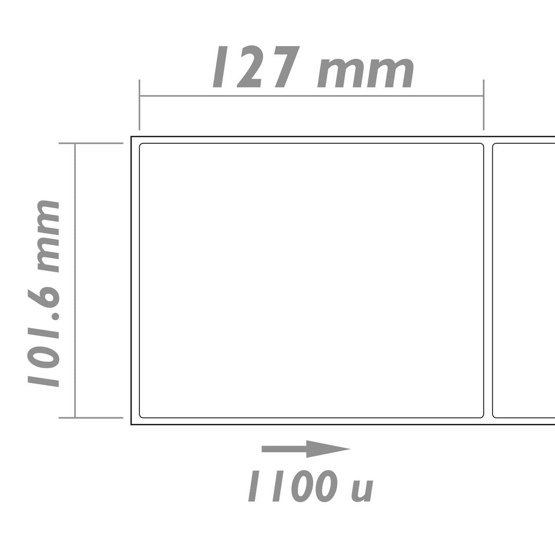 Rollo bobina de 1100 etiquetas adhesivas para impresora transferencia térmica 101.6x127mm