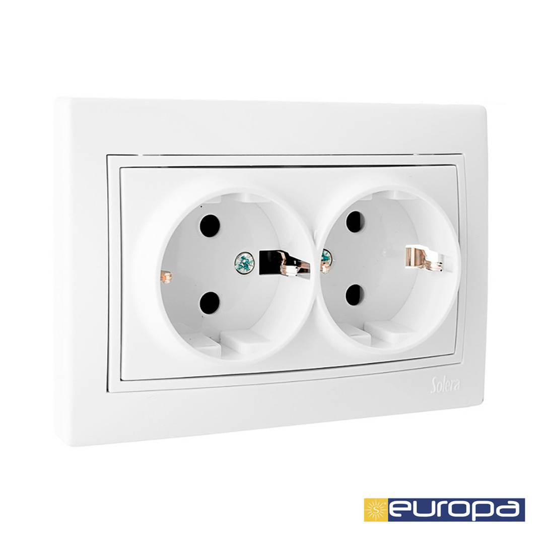 Base fija doble de empotrar de 2P+T 16A 250V de 117x81xmm Solera ERP60/2U