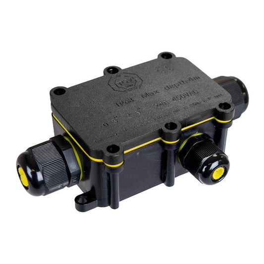 Caja estanca para exterior con 3 prensaestopas IP68, 8x5,2x3,7cm, para conexiones Solera BK-3P