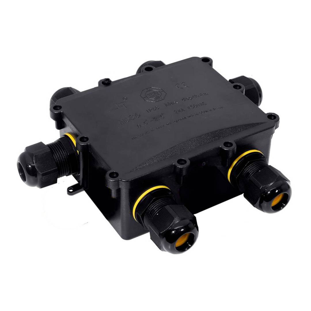 Caja estanca para exterior con 6 prensaestopas IP68, 13,5x11,5x4,7cm, para conexiones Solera BK-6P