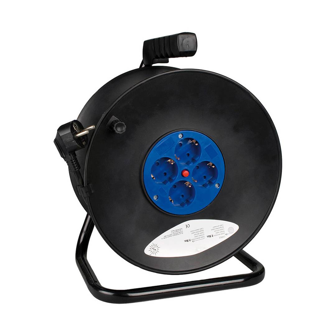 Enrollacables eléctrico de 4 schuko 2P+T 16A 230V de 25m Solera 7425/2