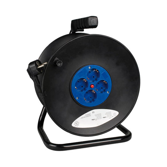 Enrollacables eléctrico de 4 schuko 2P+T 16A 230V de 25m Solera 7425/2