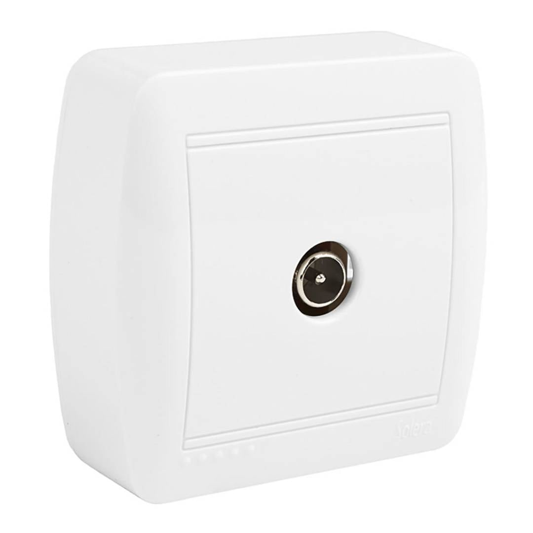 Base de superficie para toma de señal de televisión de 74x72x28mm de color blanco Solera MUR94U