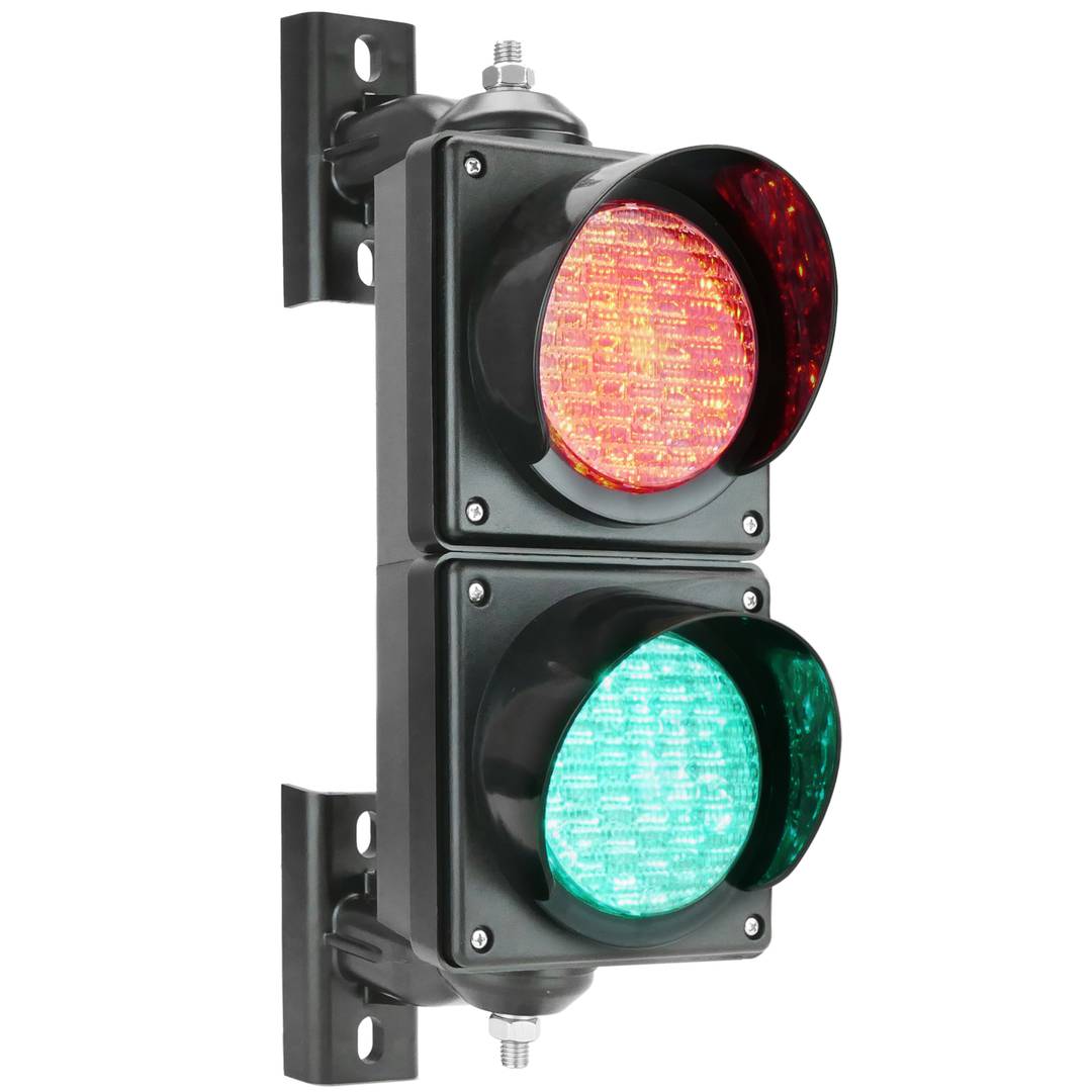 Semáforo para interior y exterior IP65 negro de 2 x 100mm de 12-24V con luces LED verde y roja