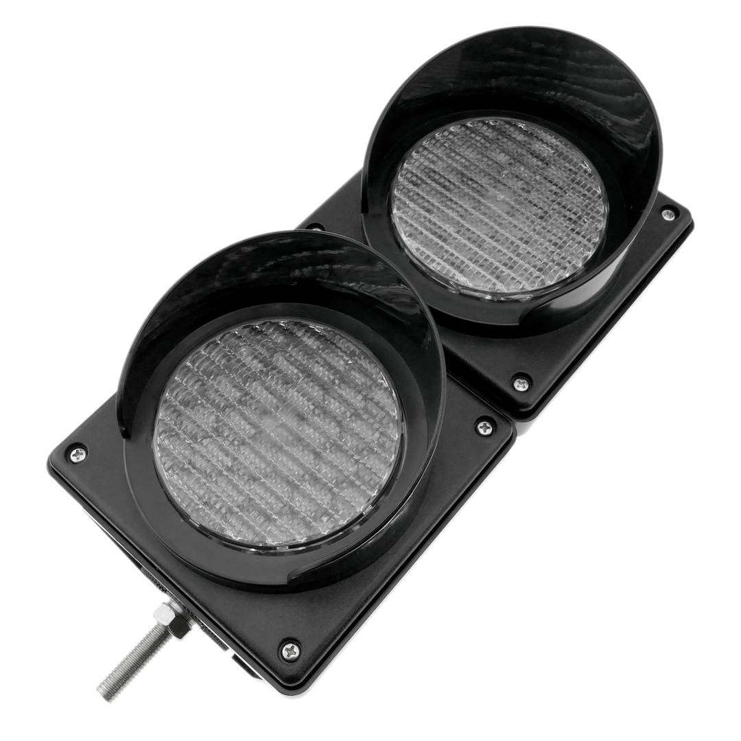 Semáforo para interior y exterior IP65 negro de 2 x 100mm de 12-24V con luces LED verde y roja