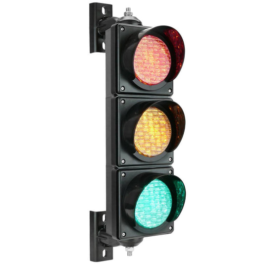 Semáforo para interior y exterior IP65 negro de 3 x 100mm de 12-24V con luces LED verde ámbar y roja