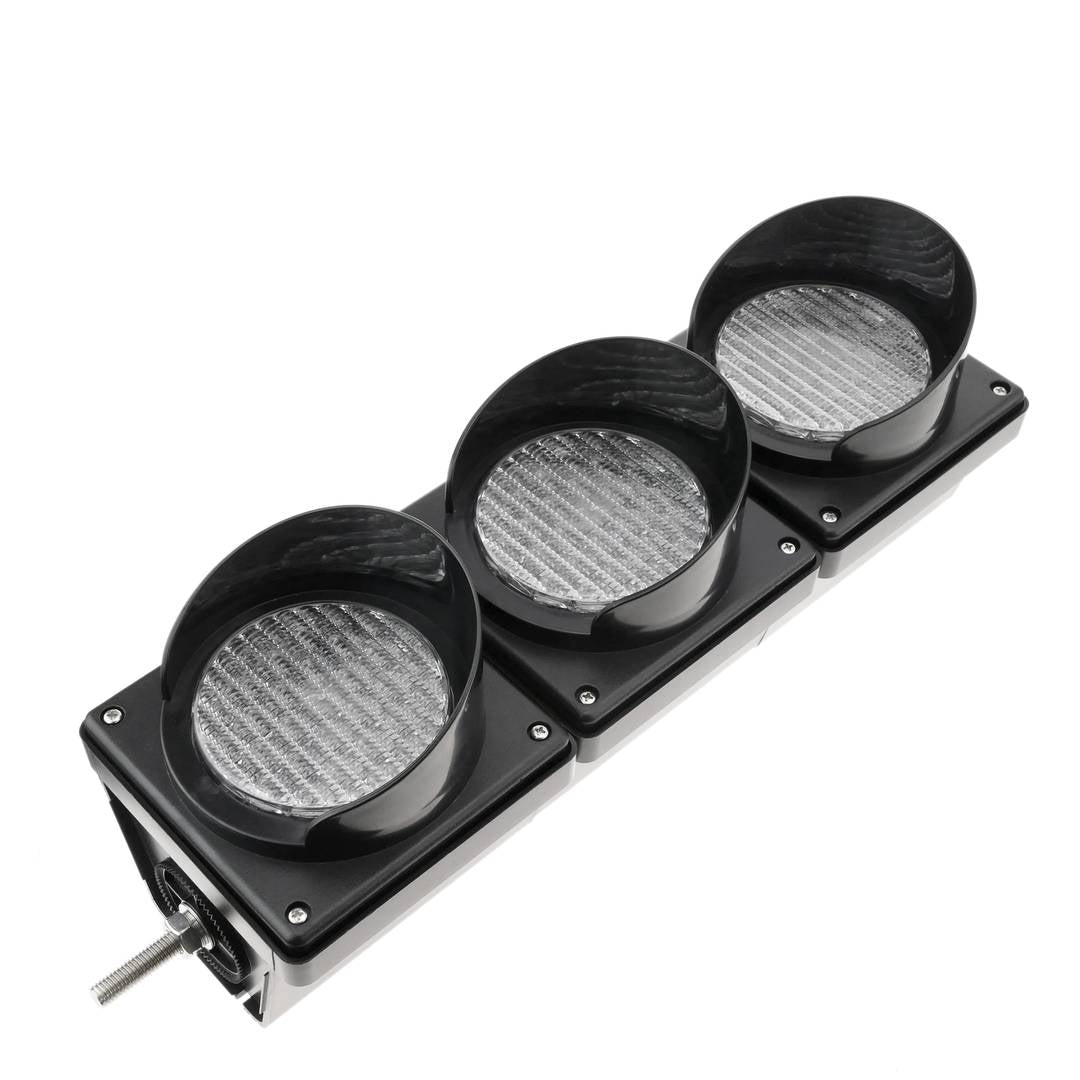 Semáforo para interior y exterior IP65 negro de 3 x 100mm de 12-24V con luces LED verde ámbar y roja