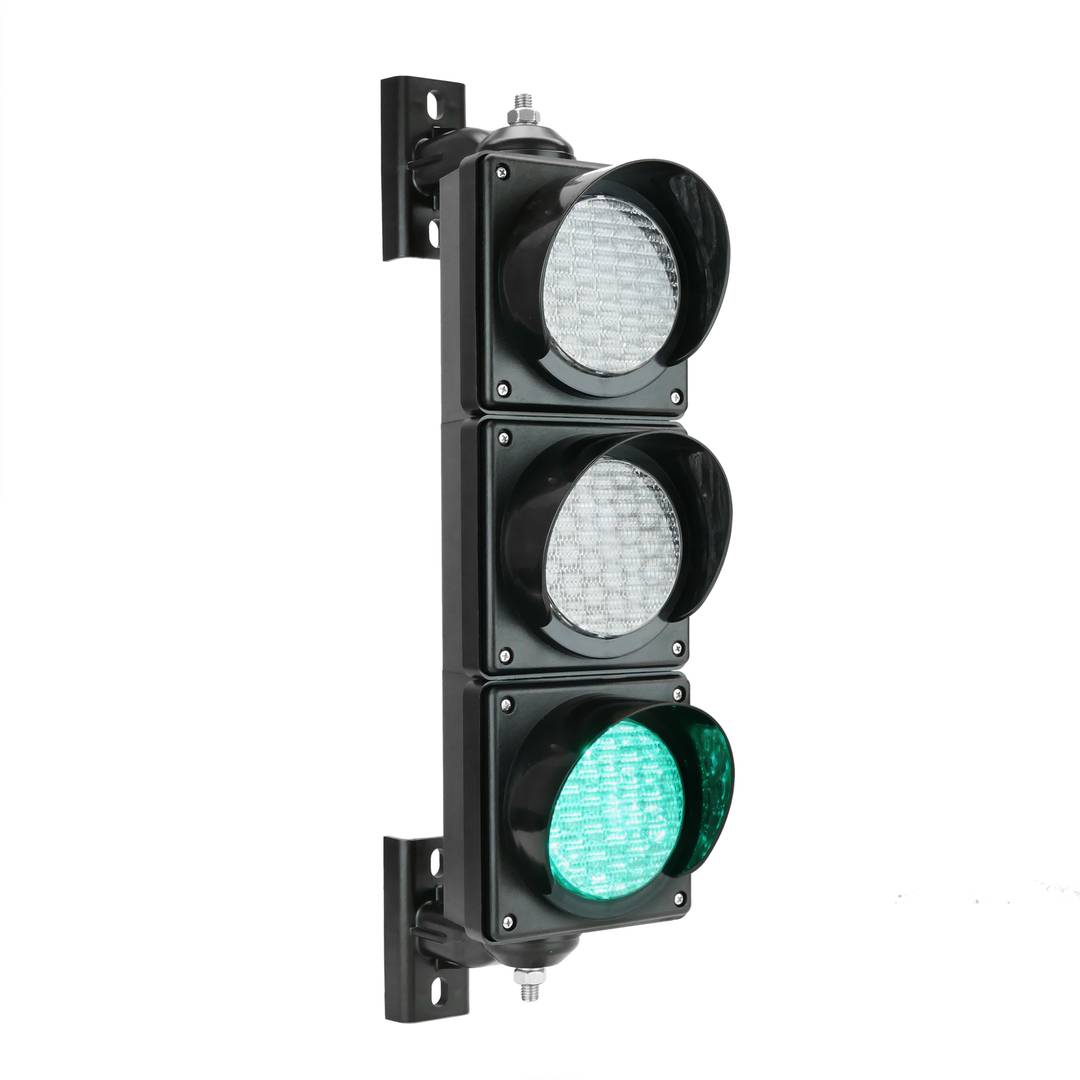 Semáforo para interior y exterior IP65 negro de 3 x 100mm de 12-24V con luces LED verde ámbar y roja