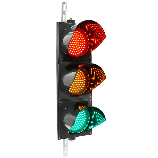 Semáforo para interior y exterior IP65 negro de 3 x 200mm de 12-24V con luces LED verde ámbar y roja