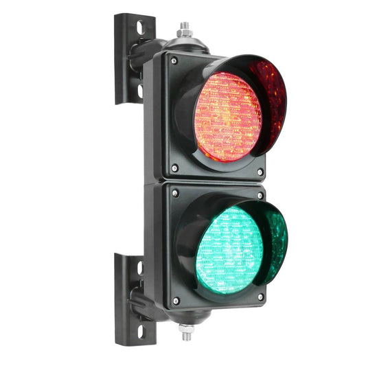 Semáforo para interior y exterior IP65 negro de 2 x 100mm de 220V con luces LED verde y roja