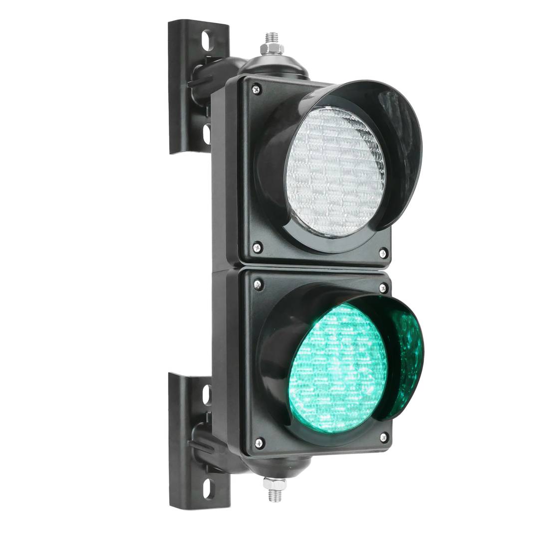 Semáforo para interior y exterior IP65 negro de 2 x 100mm de 220V con luces LED verde y roja