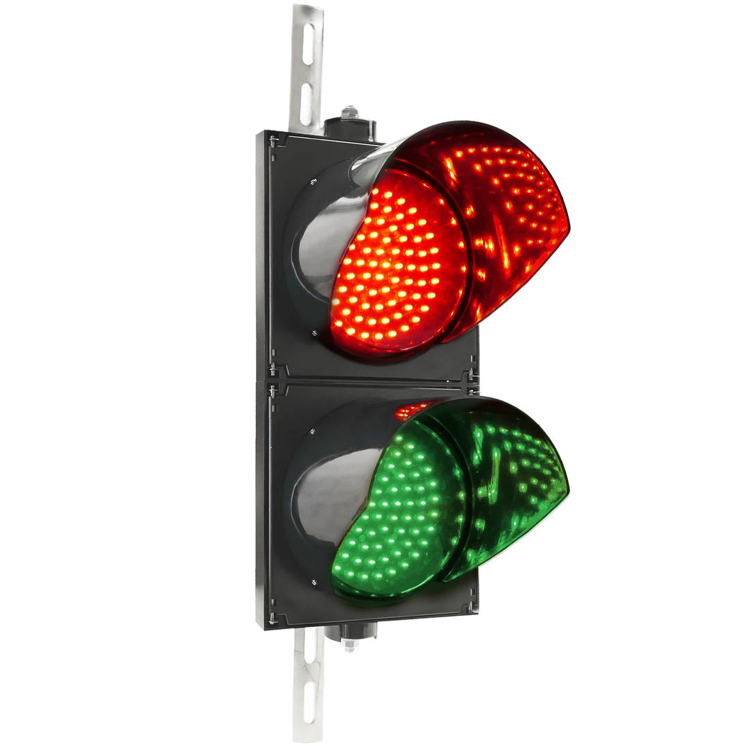 Semáforo para interior y exterior IP65 negro de 2 x 200mm de 220V con luces LED verde y roja