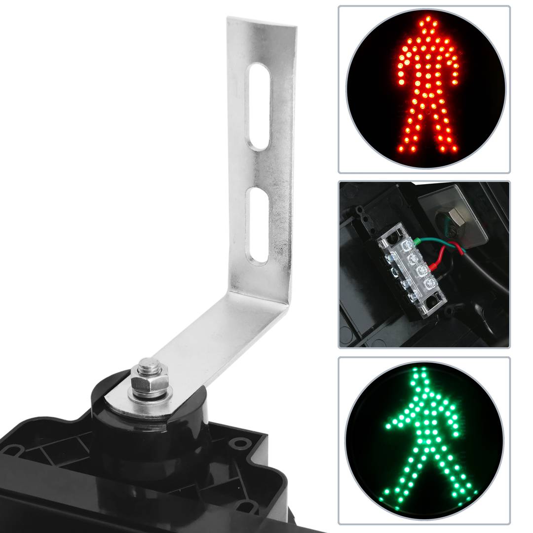 Semáforo para interior y exterior IP65 negro de 2 x 200mm de 220V con verde y roja para peatones