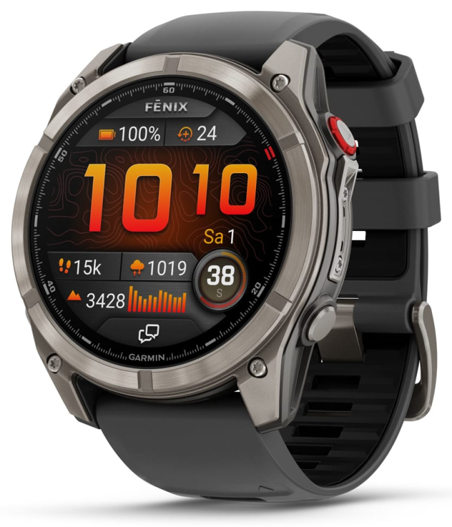 Garmin fenix 8 Pro 3,56 cm (1.4'') AMOLED 51 mm Digital 454 x 454 Pixeles Pantalla tactil Grafito, Titanio Wifi GPS (satelite)