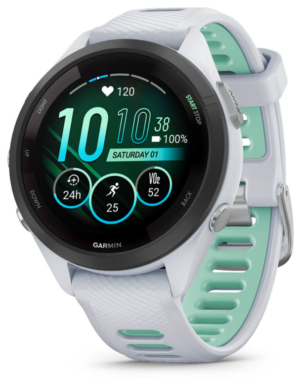 Garmin Forerunner 265S 2,79 cm (1.1'') AMOLED 42 mm Digital 360 x 360 Pixeles Pantalla tactil Negro, Blanco Wifi GPS (satelite)