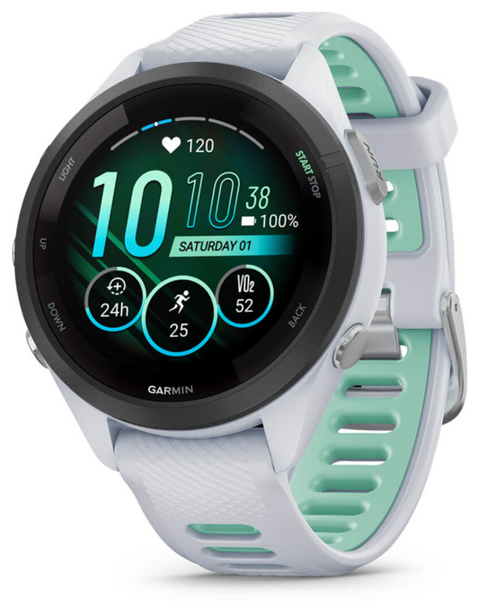 Garmin Forerunner 265S 2,79 cm (1.1'') AMOLED 42 mm Digital 360 x 360 Pixeles Pantalla tactil Negro, Blanco Wifi GPS (satelite)