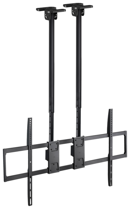 TooQ Soporte de Techo Extensible con doble mastil para Pantallas 60”-120'', Negro